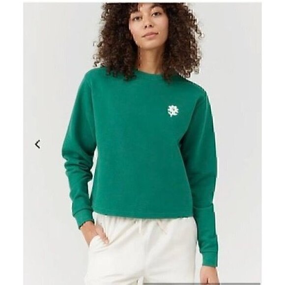 OUTDOOR VOICES FLOWERS GRAPHIC 100% ORGANIC COTTON TERRY CROPPED SWEATSHIRT, 3XL - Picture 1 of 6